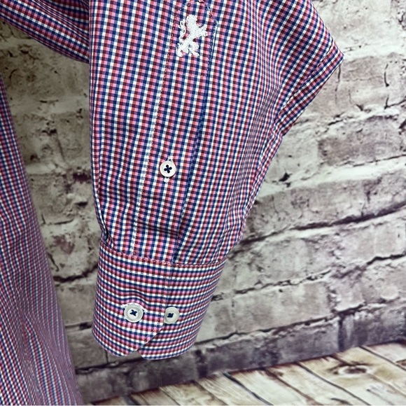 Bugatchi Uomo Pink Check Flip Contrast Cuff Shirt - Picture 6 of 13
